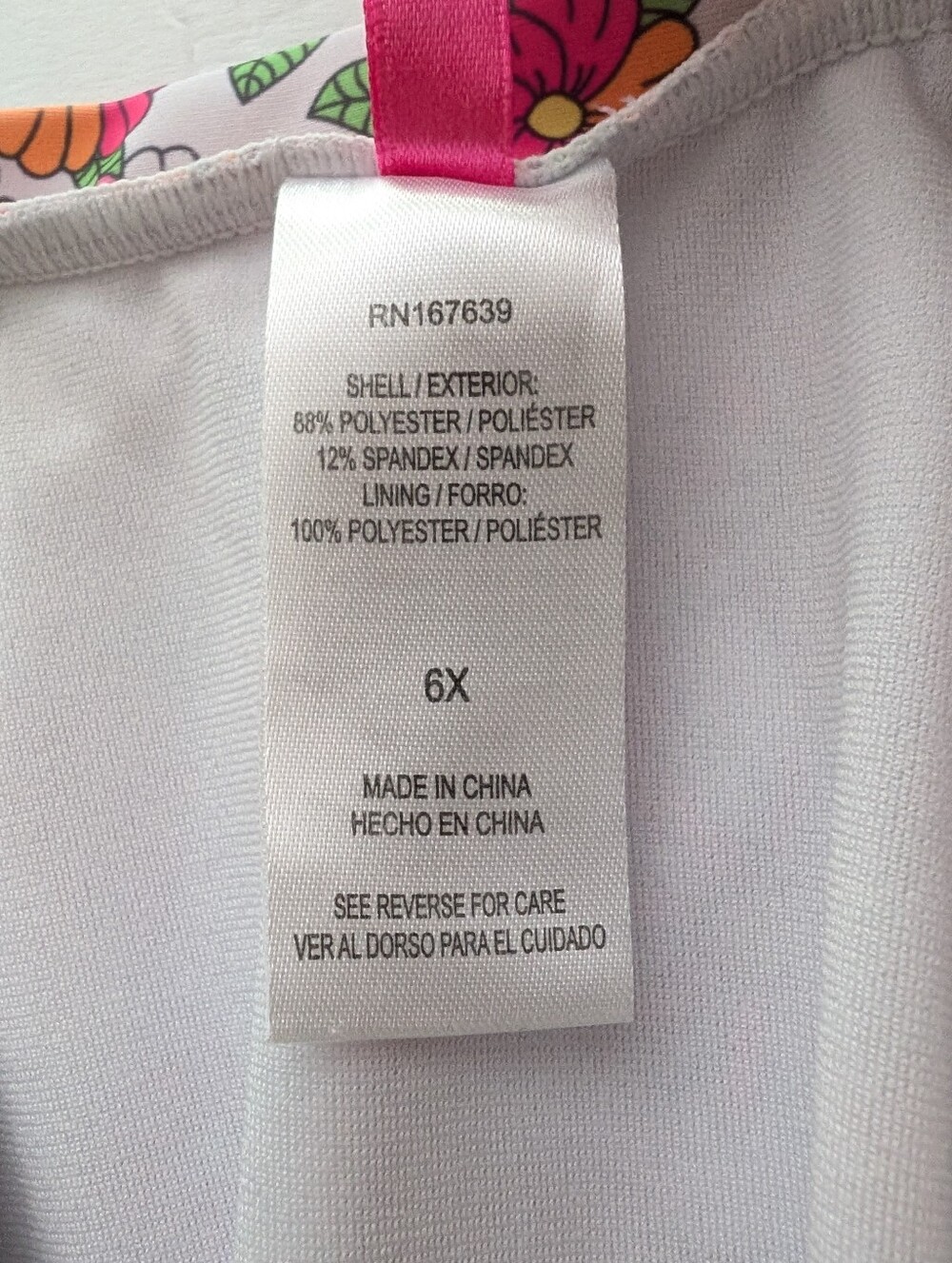 Betsey Johnson Neon Floral Zip Front Swimsuit Girls 6 - Picture 5 of 6